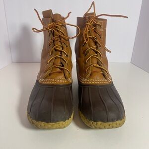 L.L. Bean Boot Brown size 7 Rubber Leather Waterproof Duck Boot